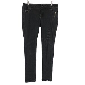 Punk Rave Womens Gothic Black Lace Up Skinny Jeans Size XL Punk Emo Rave K-295